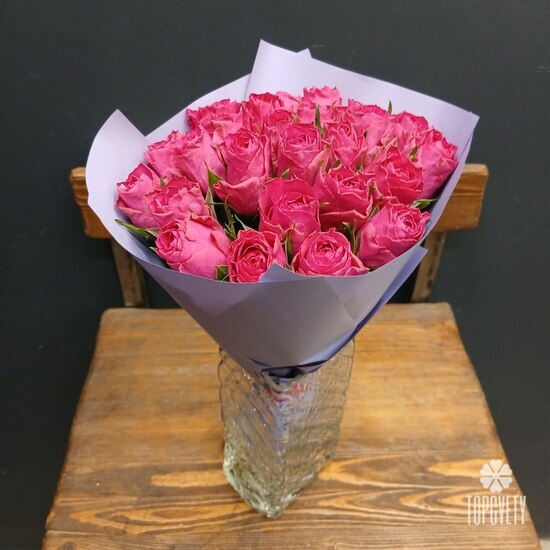 Букет из 25 розовых роз 40см