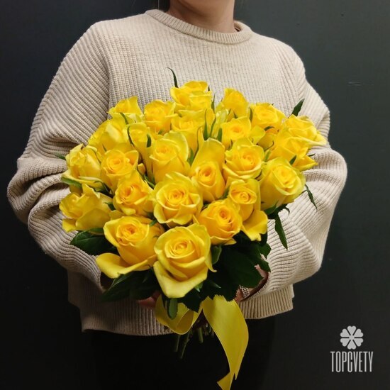 Букет из 25 желтых роз 40см