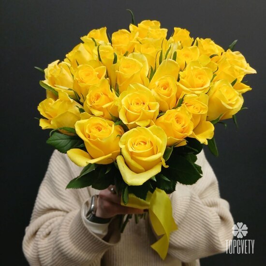 Букет из 25 желтых роз 40см