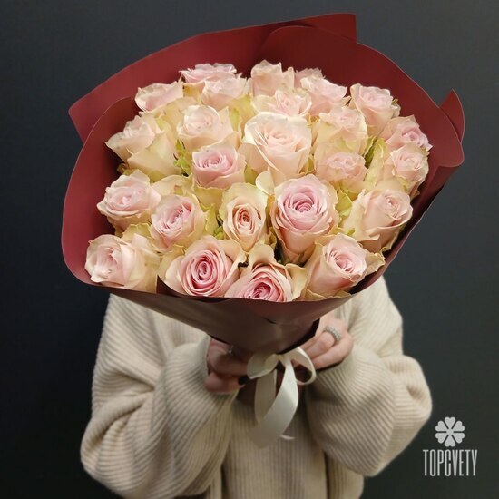 Букет из 25 розовых роз 40см