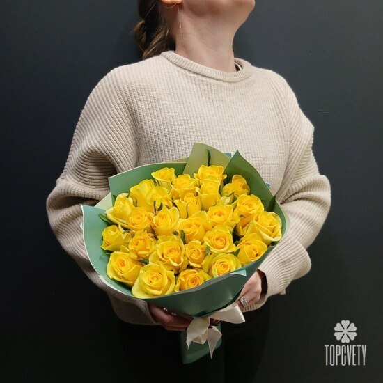 Букет из 25 желтых роз 40см