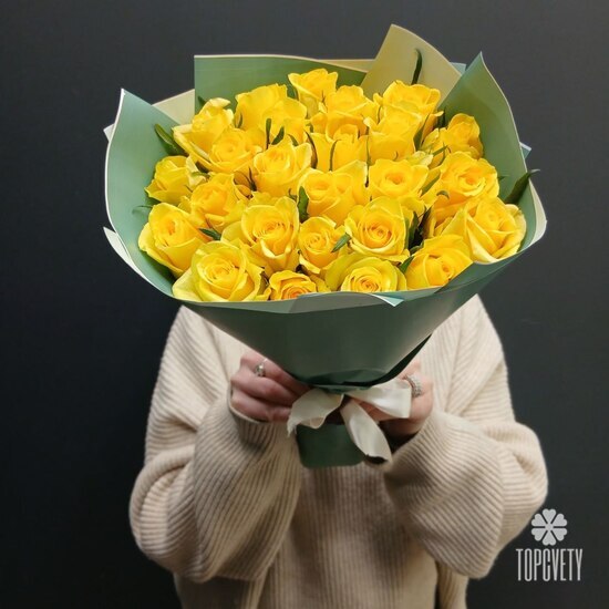 Букет из 25 желтых роз 40см