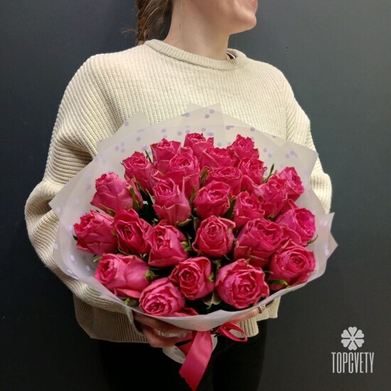 Букет из 25 розовых роз 40см