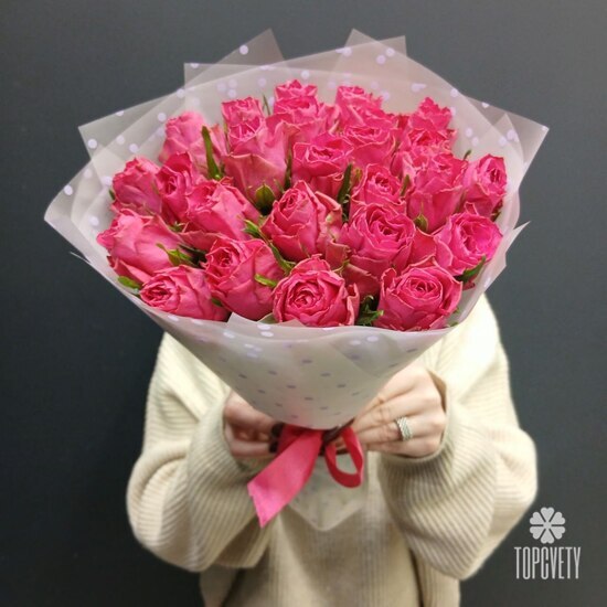 Букет из 25 розовых роз 40см