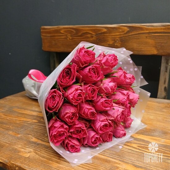 Букет из 25 розовых роз 40см