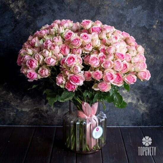 Букет из 51 кустовой пионовидной розы 60см