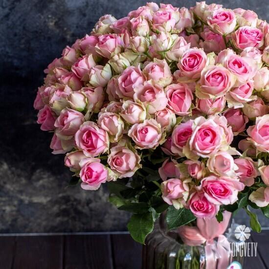 Букет из 51 кустовой пионовидной розы 60см