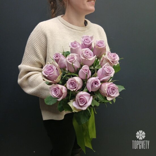 Букет из 15 сиреневых роз 50см