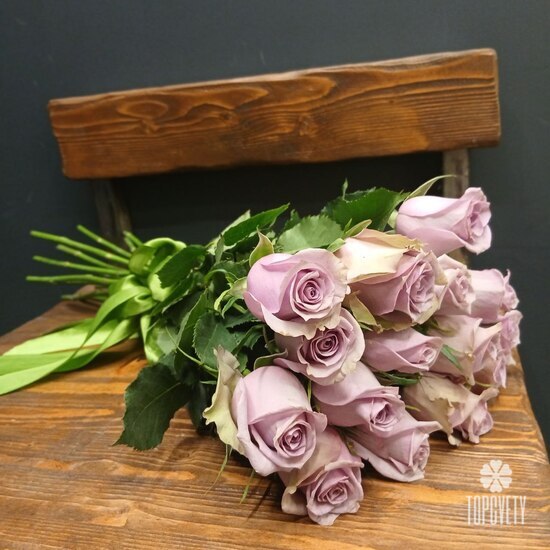 Букет из 15 сиреневых роз 50см