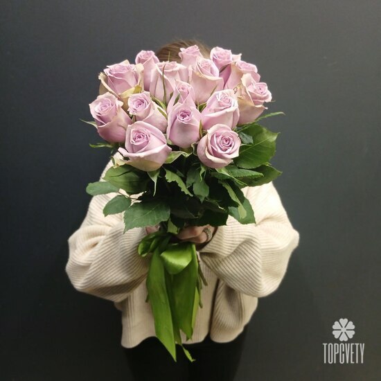 Букет из 15 сиреневых роз 50см