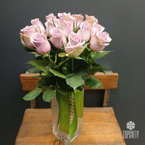 Букет из 15 сиреневых роз 50см