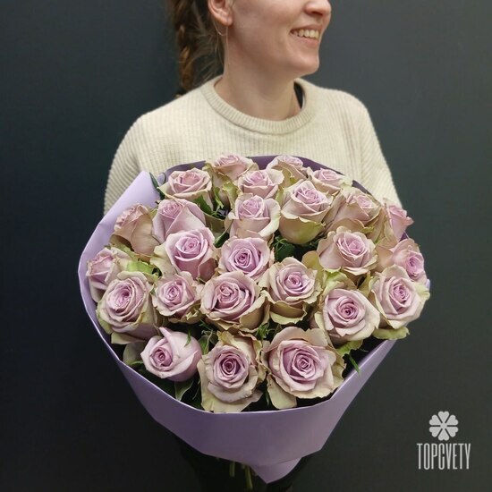 Букет из 25 сиреневых роз 50см