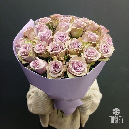 Букет из 25 сиреневых роз 50см