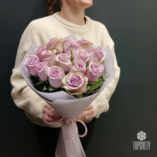 Букет из 15 сиреневых роз Кения 50см