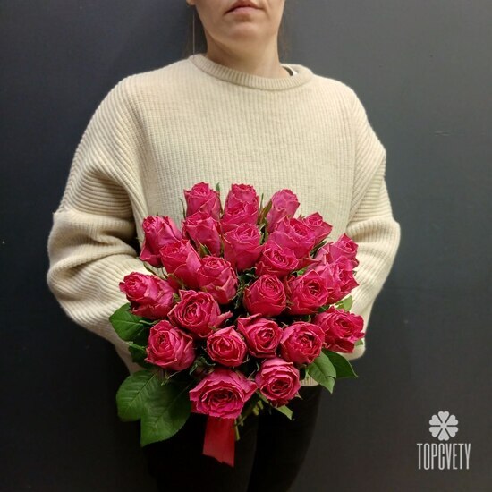 Букет из 25 розовых роз 40см