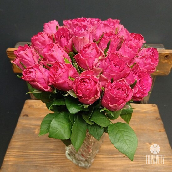 Букет из 25 розовых роз 40см