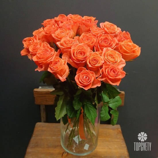 Букет из 25 оранжевых роз 60см