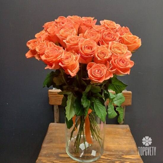 Букет из 25 оранжевых роз 60см