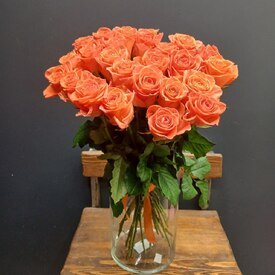 Букет из 25 оранжевых роз 60см