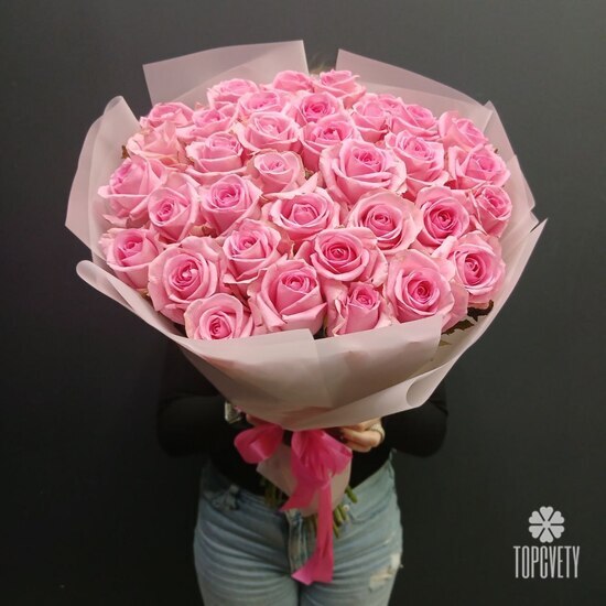 Букет из 35 розовых роз 60см