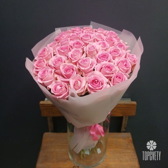 Букет из 35 розовых роз 60см