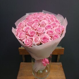 Букет из 35 розовых роз 60см