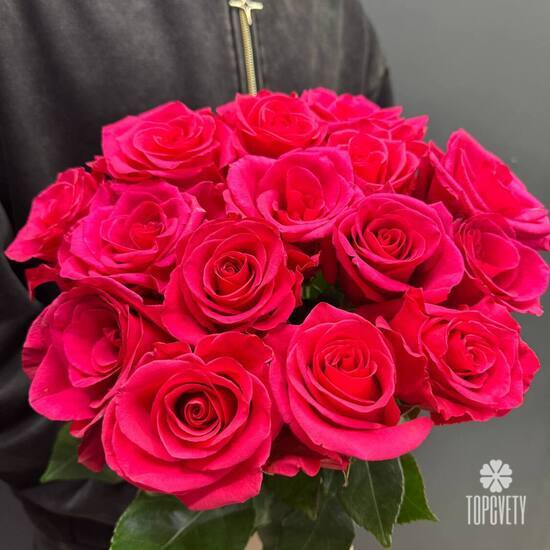 Букет из 15 розовых роз Эквадор 50см 