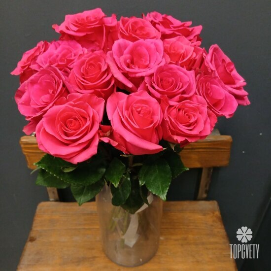 Букет из 15 розовых роз Эквадор 50см 