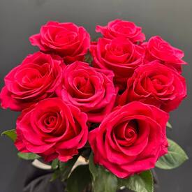 Букет из 9 розовых роз Эквадор 50см