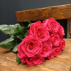 Букет из 9 розовых роз Эквадор 50см