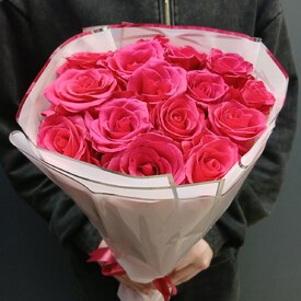 Букет из 15 розовых роз Эквадор 50см 