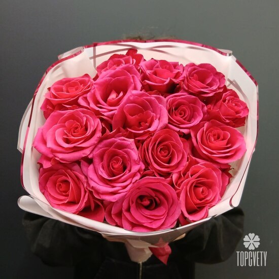 Букет из 15 розовых роз Эквадор 50см 