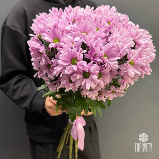 Букет из 9 розовых кустовых хризантем 