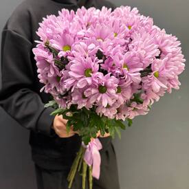 Букет из 9 розовых кустовых хризантем 