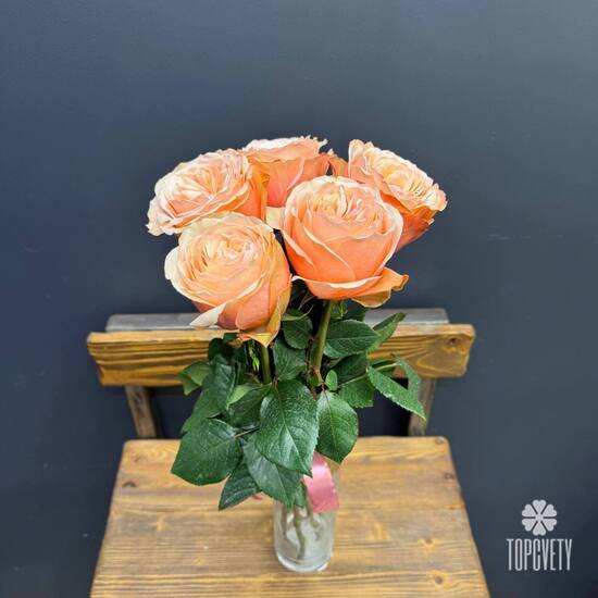 Букет из 5 пионовидных роз Кахала 60см 