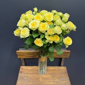 Букет из 7 жёлытх кустовых роз 50см	