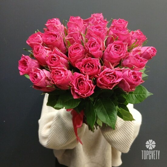 Букет из 25 розовых роз Кения 40см