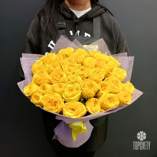 Букет из 35 жёлтых роз Кения 50см