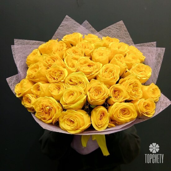 Букет из 35 жёлтых роз Кения 50см
