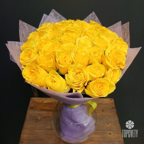 Букет из 35 жёлтых роз Кения 50см