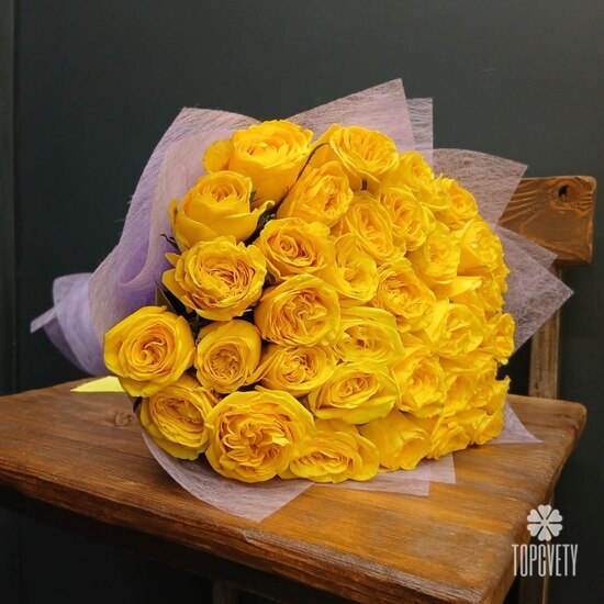 Букет из 35 жёлтых роз Кения 50см