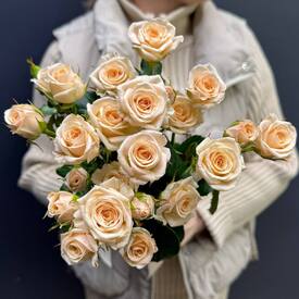 Букет из 7 кремовых кустовых роз 50см