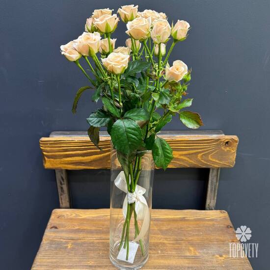 Букет из 5 кремовых кустовых роз 50см