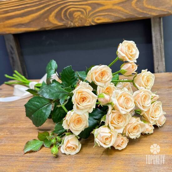 Букет из 5 кремовых кустовых роз 50см