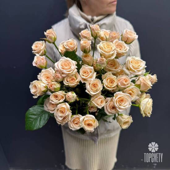Букет из 11 кремовых кустовых роз 50см