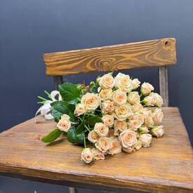 Букет из 13 кремовых кустовых роз 50см