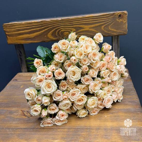 Букет из 35 кремовых кустовых роз 50см