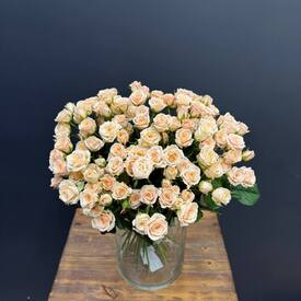 Букет из 35 кремовых кустовых роз 50см