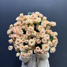 Букет из 35 кремовых кустовых роз 50см