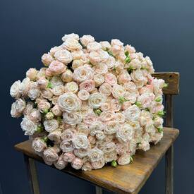 Букет из 51 розовых кустовых пионовидных роз 50см